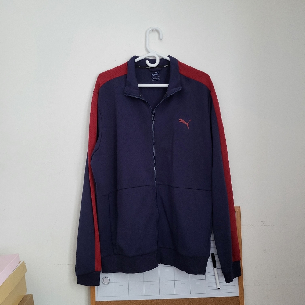 PUMA Men’s Track Jacket – Navy/Red – Size XL – New With Tags
